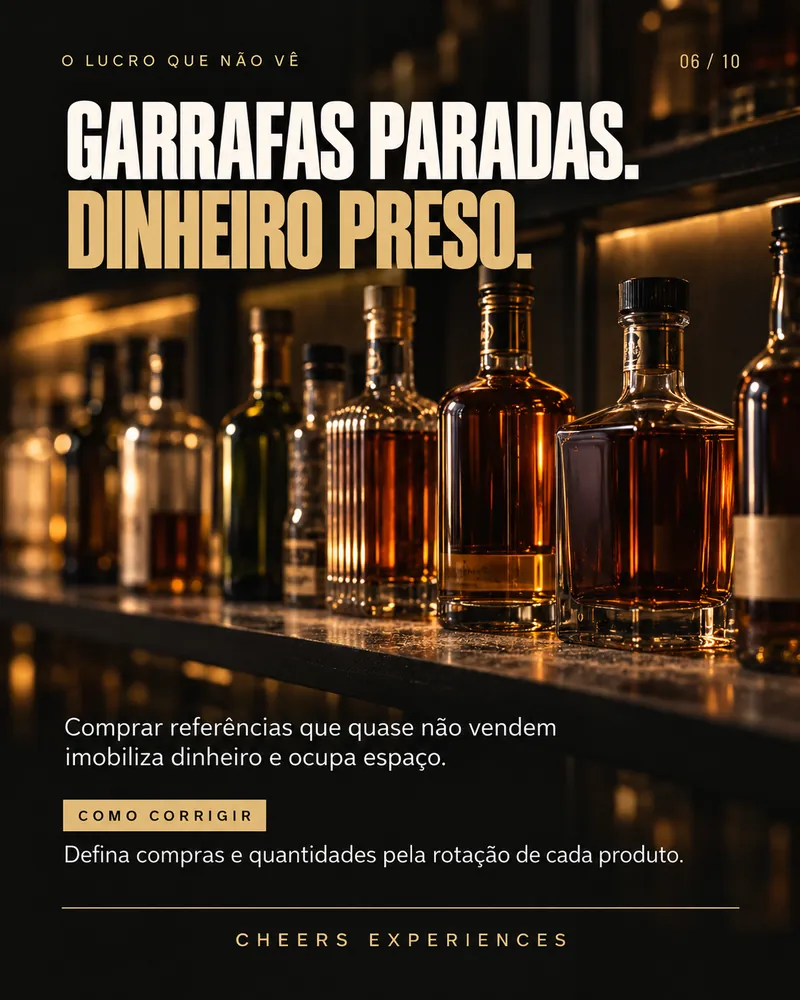 06/10 · Garrafas paradas. Dinheiro preso. Comprar referências que quase não vendem imobiliza dinheiro e ocupa espaço. Como corrigir: Defina compras e quantidades pela rotação de cada produto.
